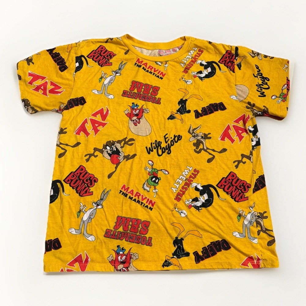 Looney Tunes All Over Print T Shirt Taz Bugs Tweety Marvin Daffy Unisex‎ LG